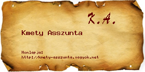 Kmety Asszunta névjegykártya